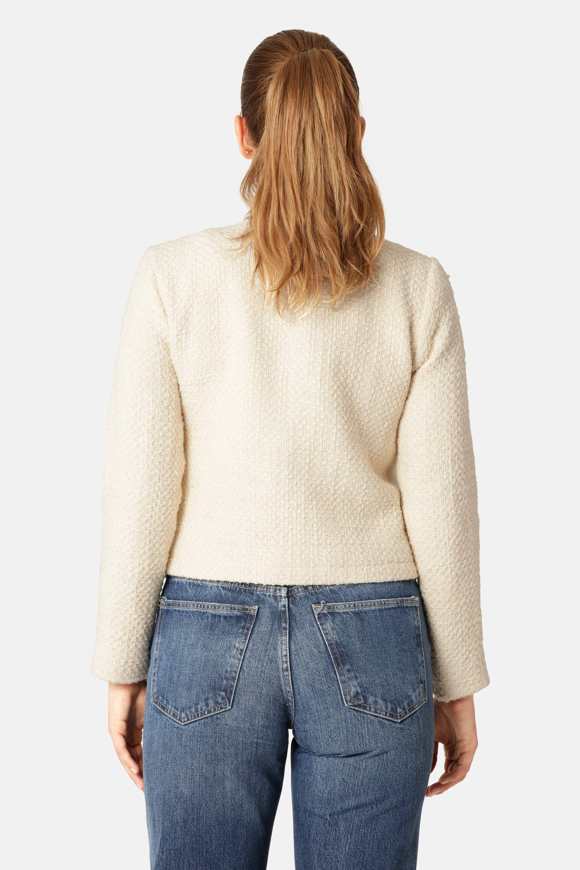 Cazadora Bomber de Bouclé - Creme
